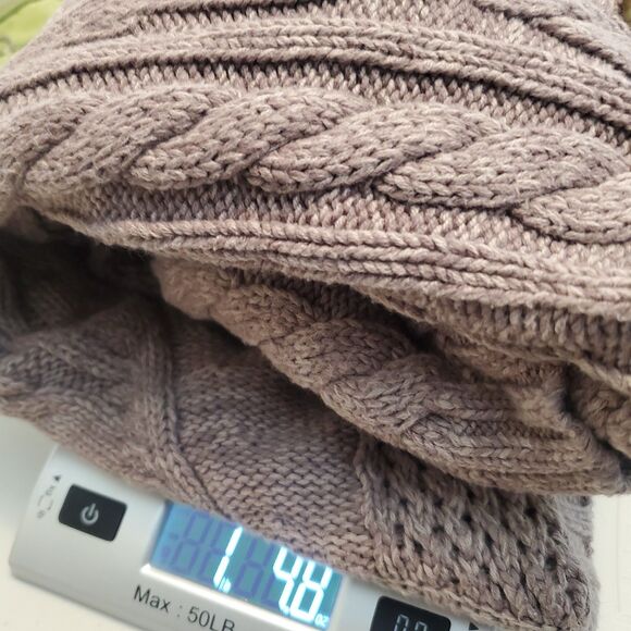 Moda International Chunky Cable Knit Cardigan Deep V Neck Button Front Sz M - Picture 11 of 11